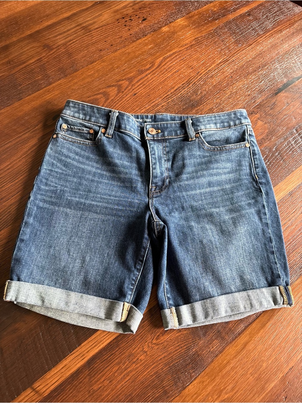 Talbots Girlfriend Jean Short, Dark Wash, Rolled Cuffed, Petite, 7”, 10 P